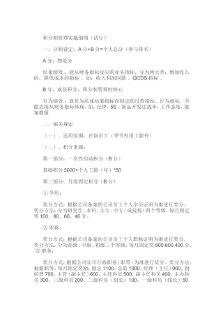 积分制管理实施细则（试行）