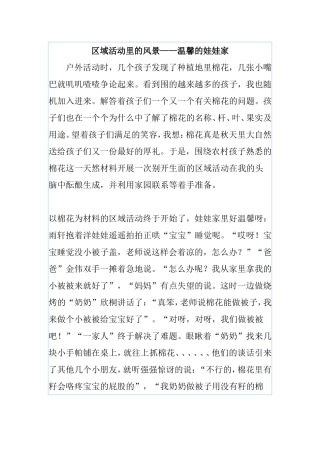 区域活动里的风景——温馨的娃娃家