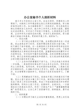 办公室秘书个人剖析材料