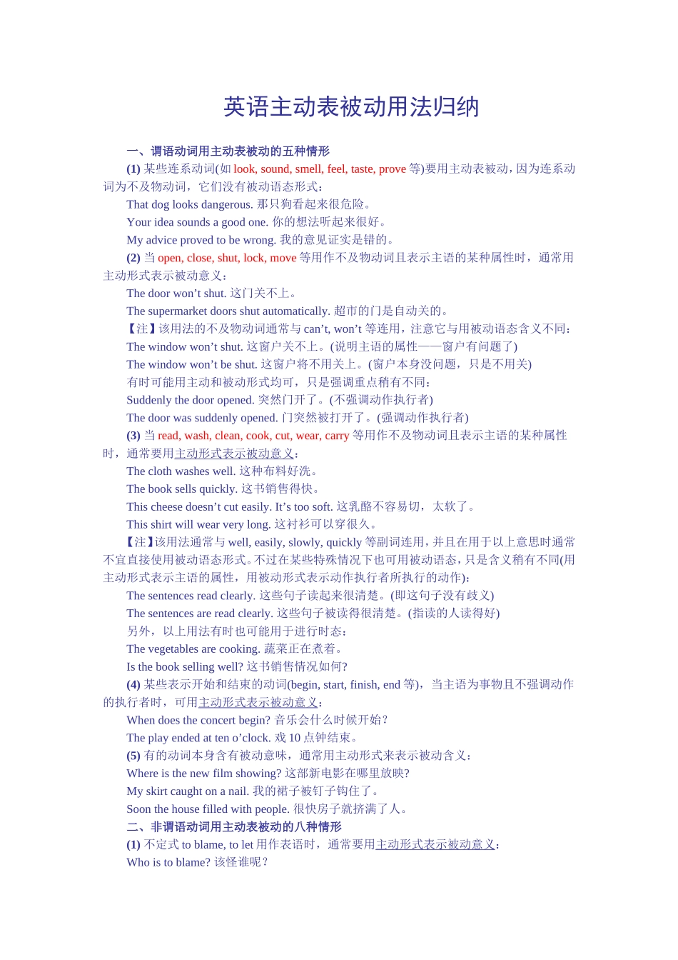 英语主动表被动用法归纳_第1页