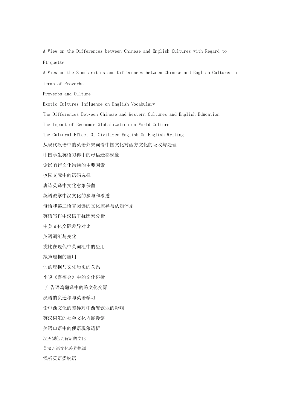 英语专业毕业论文语言与文化方向选题大全_第2页