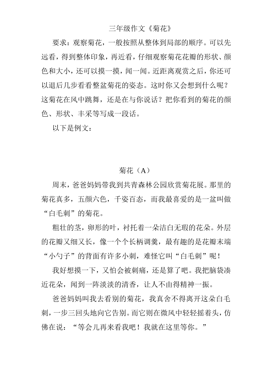 三年级作文《菊花》 教学设计_第1页