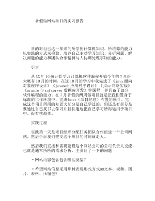 暑假做网站项目的实习报告