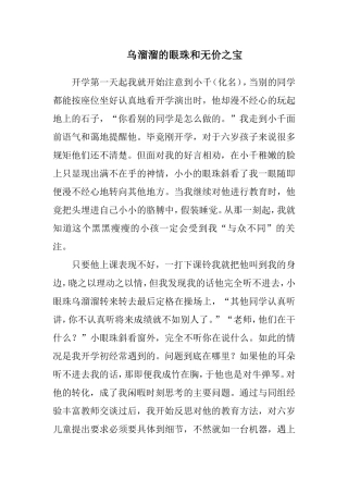 乌溜溜的眼珠和无价之宝