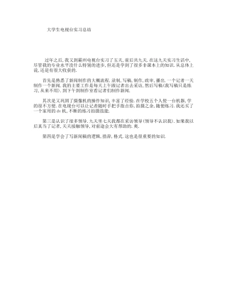 大学生电视台实习总结