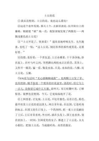 土豆的花 语文练习题、