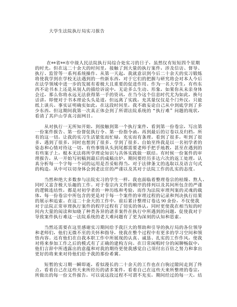 大学生法院执行局实习报告_第1页