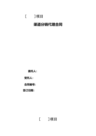 某项目渠道分销代理合同