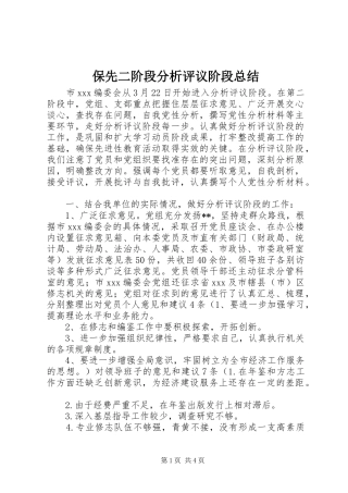 保先二阶段分析评议阶段总结