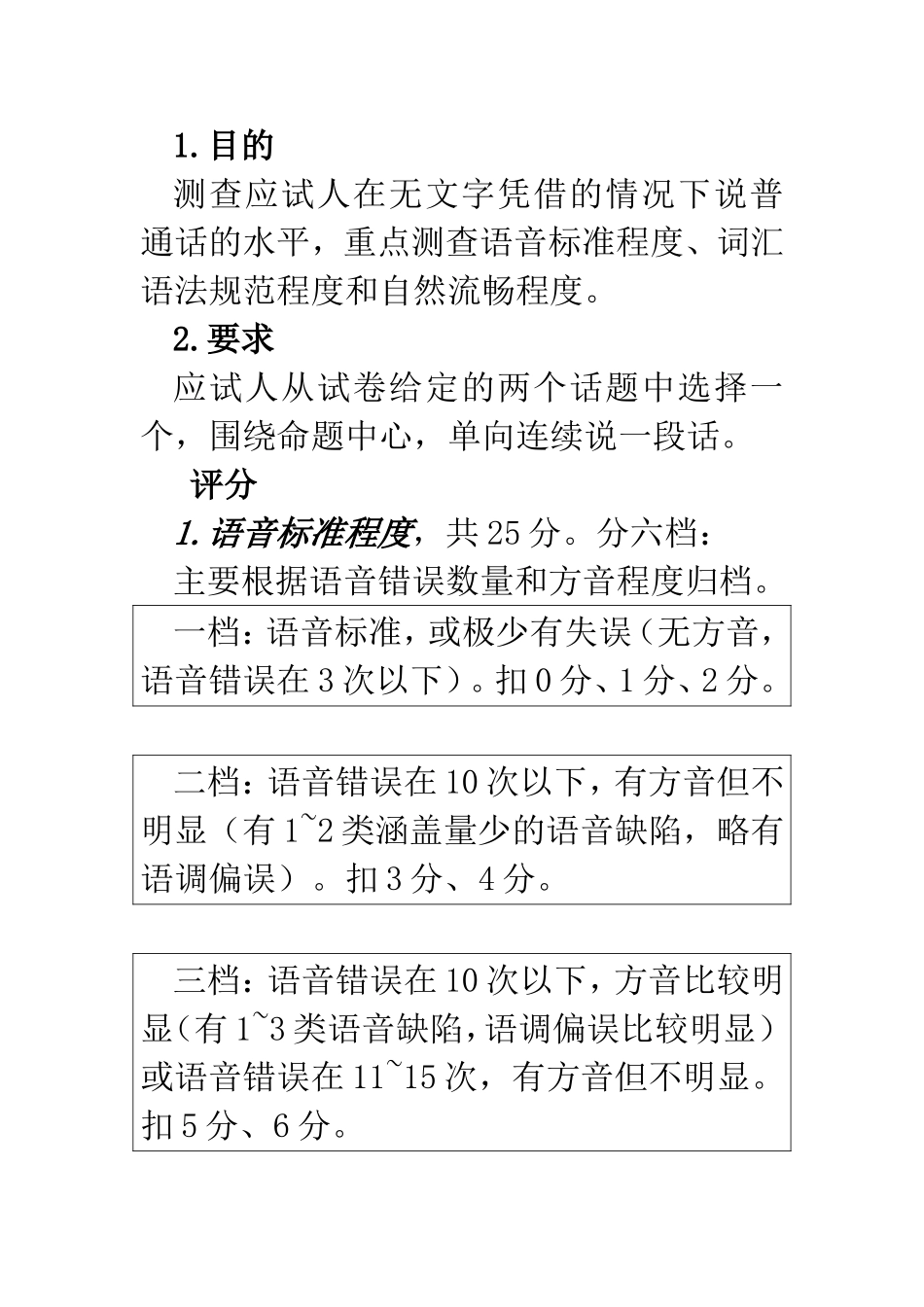 普通话二甲必备知识 测试题型及评分标准_第3页
