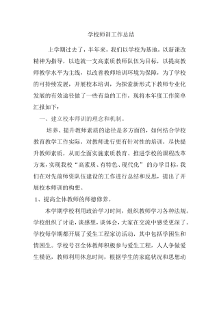 学校师训工作总结