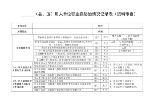县、区用人单位职业病防治情况记录表