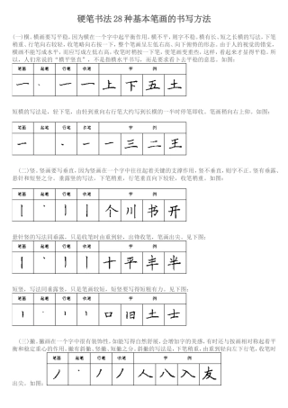 硬笔书法28种基本笔画的书写方法