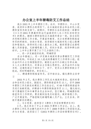 办公室上半年禁毒防艾工作总结