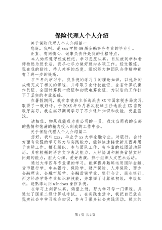 保险代理人个人介绍