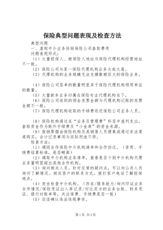 保险典型问题表现及检查方法