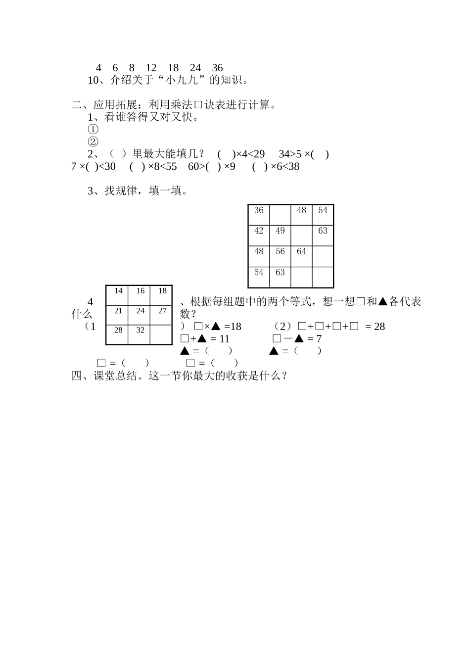 乘法口诀表的整理与复习_第2页