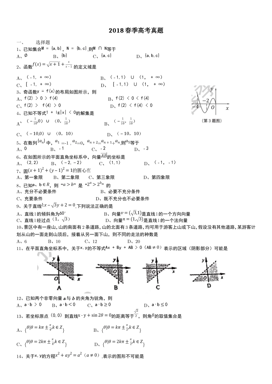 2018春季高考真题_第1页