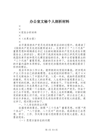 办公室文秘个人剖析材料