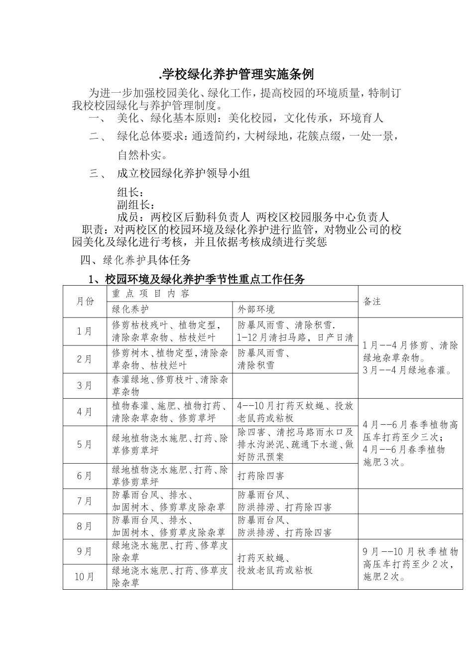 学校绿化养护管理实施条例_第1页