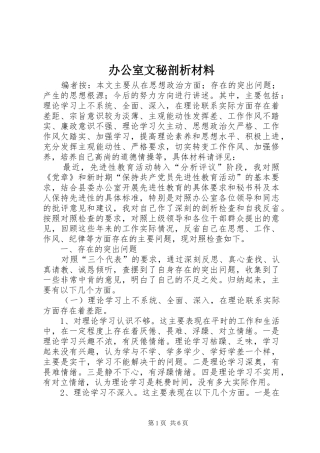办公室文秘剖析材料