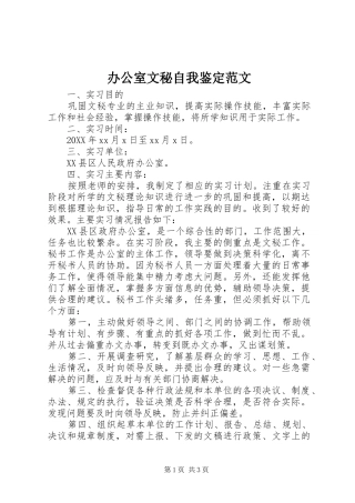 办公室文秘自我鉴定范文