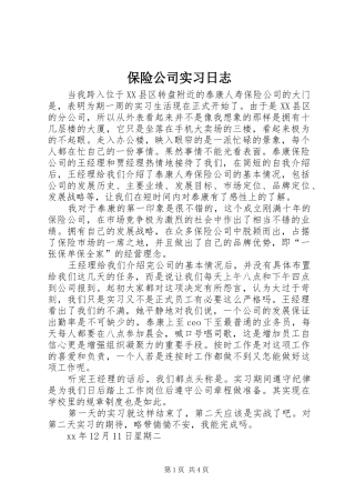 保险公司实习日志