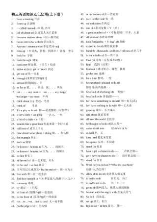 初三英语知识点记忆卷(上下册)