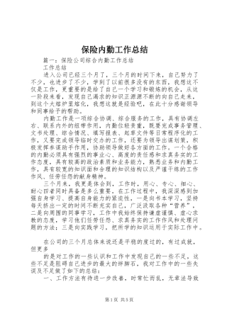 保险内勤工作总结