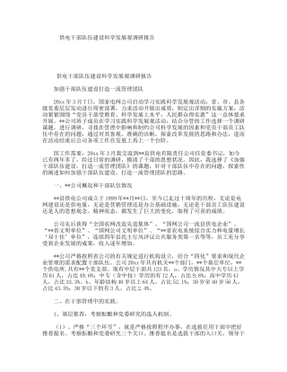 供电干部队伍建设科学发展观调研报告