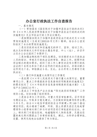 办公室行政执法工作自查报告