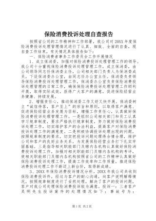 保险消费投诉处理自查报告
