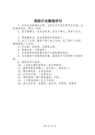 保险行业激励语句