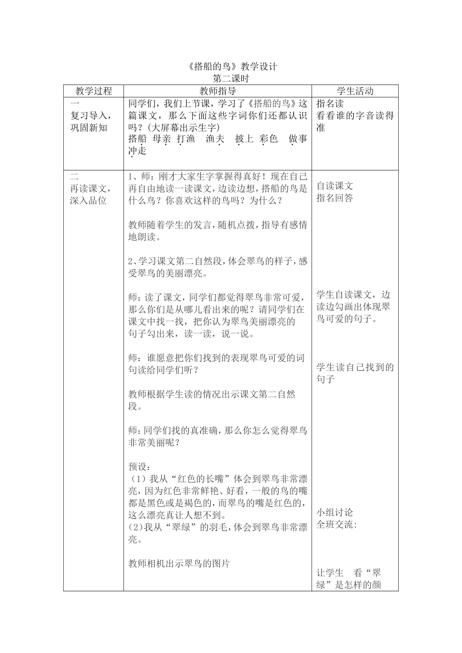 《搭船的鸟》教学设计_第1页