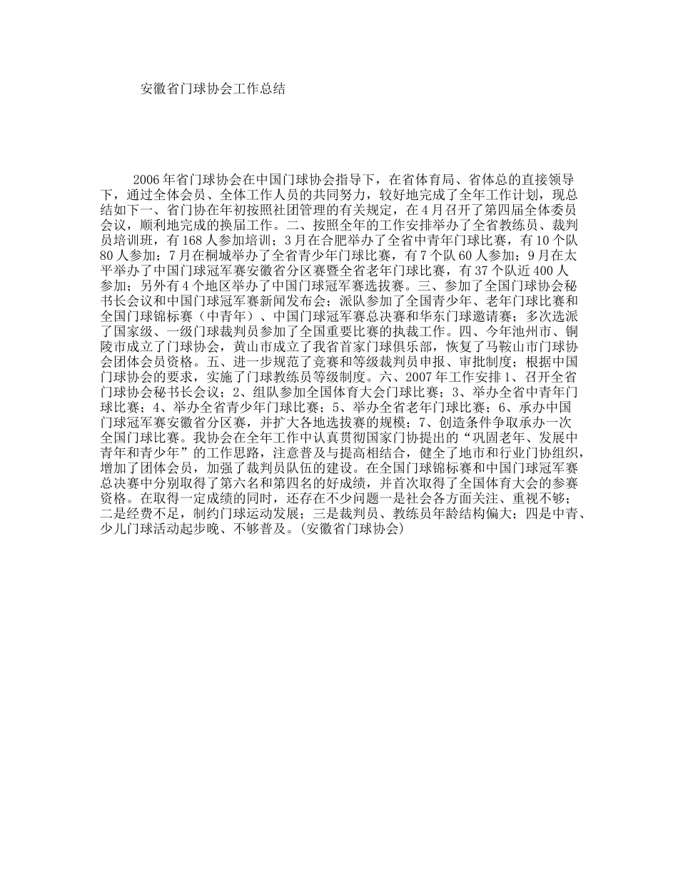 安徽省门球协会工作总结_第1页