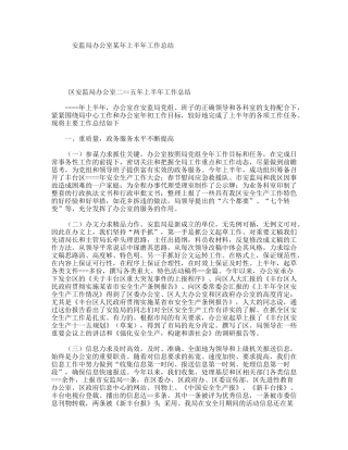 安监局办公室某年上半年工作总结