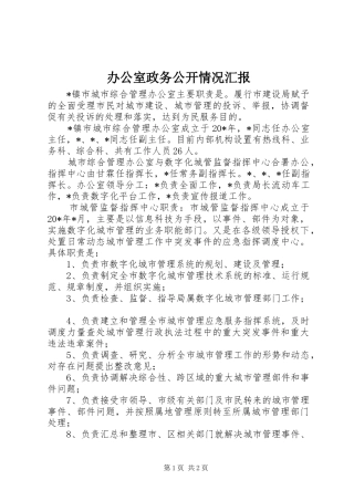 办公室政务公开情况汇报