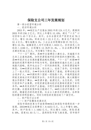 保险支公司三年发展规划