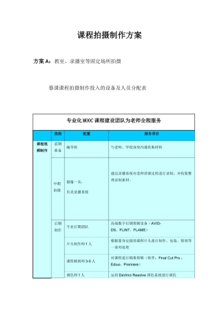 课程拍摄制作方案