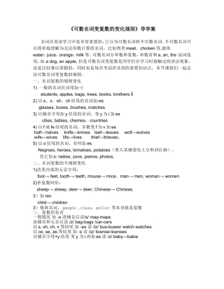 《可数名词变复数的变化规则》导学案