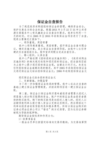 保证金自查报告