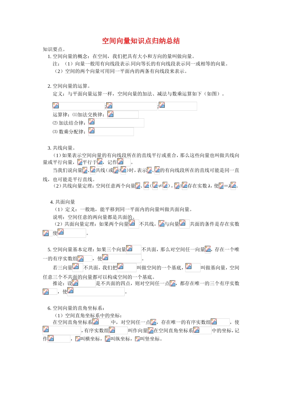 空间向量知识点归纳总结_第1页