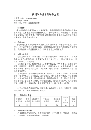 传播学专业本科培养方案