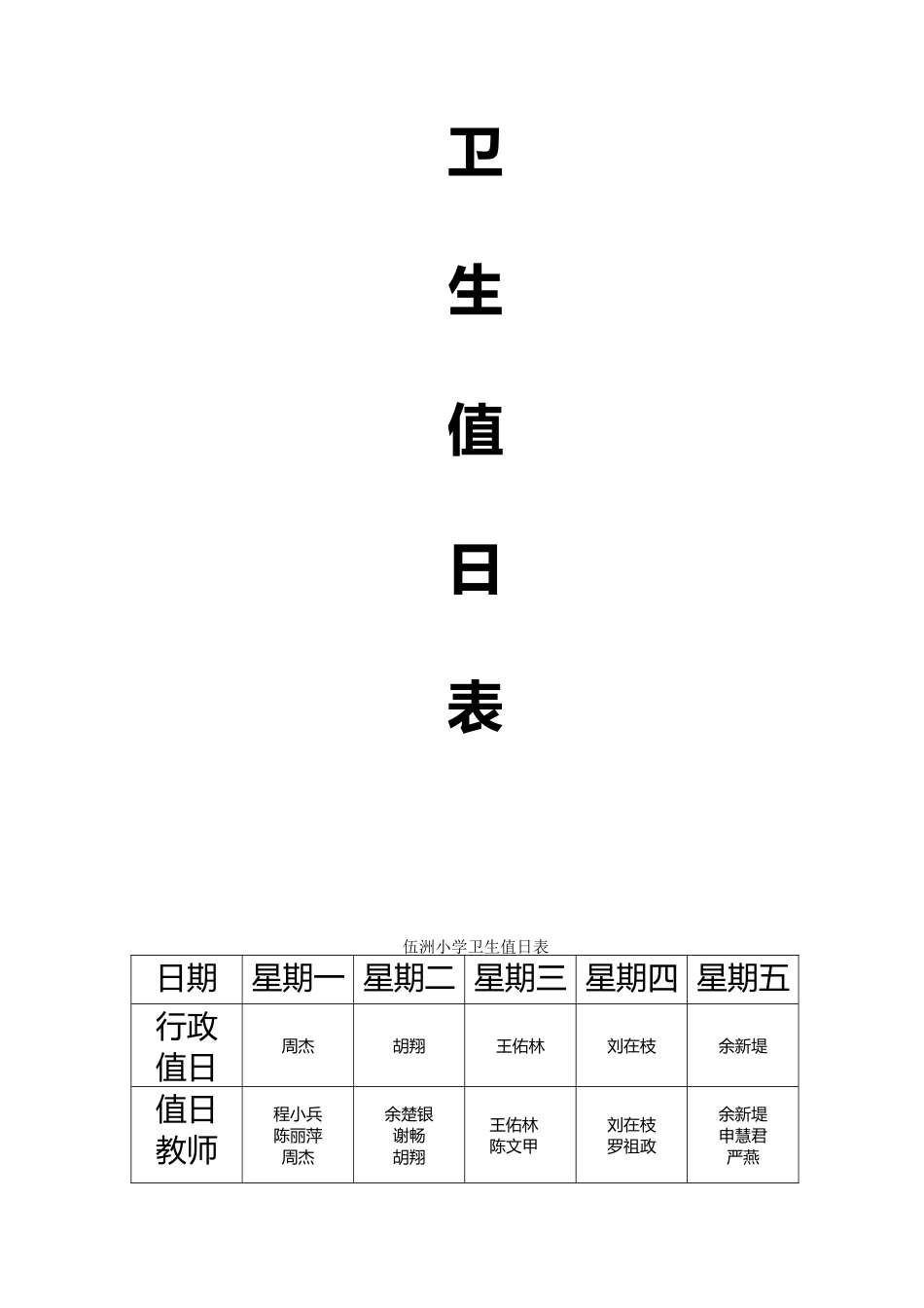 巴河镇第二小学卫生值日表_第2页