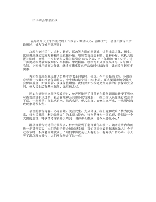 2010两会思想汇报