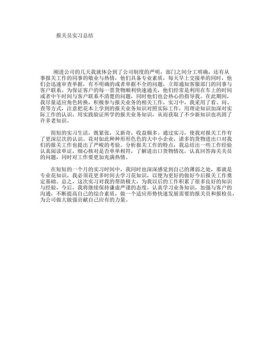 报关员实习总结_第1页