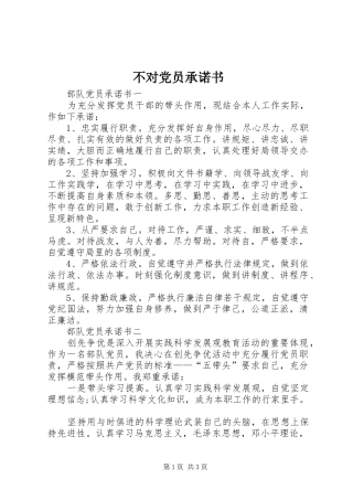 不对党员承诺书