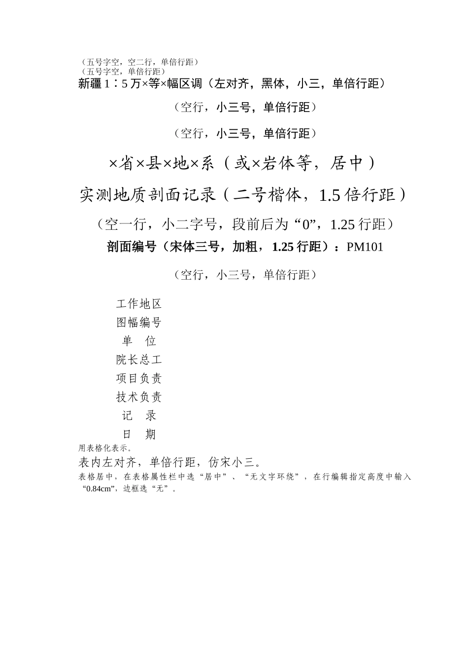 ×省×县×地×系实测地质剖面PM101剖面小结模板_第1页