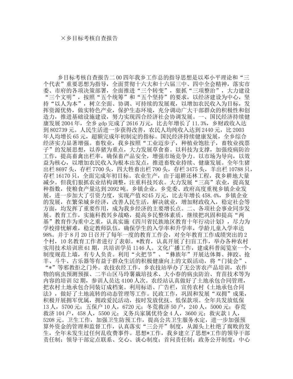×乡目标考核自查报告_第1页