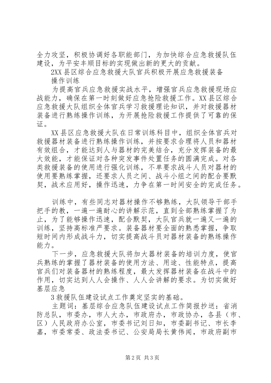 全市基层综合应急救援队伍建设的致辞_第2页